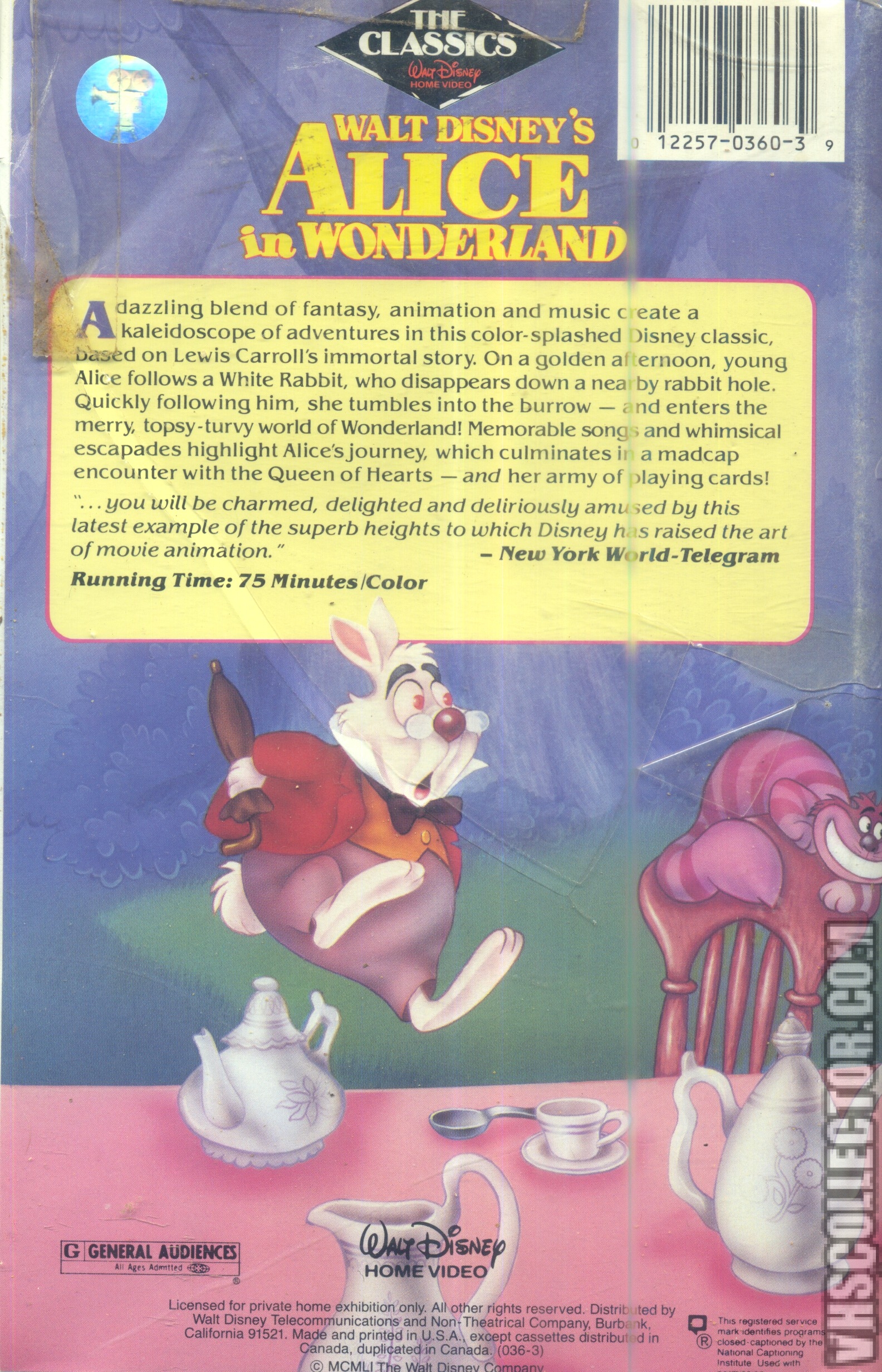 Walt Disney Alice In Wonderland Vhs 2000 Gold Classic Collection ...