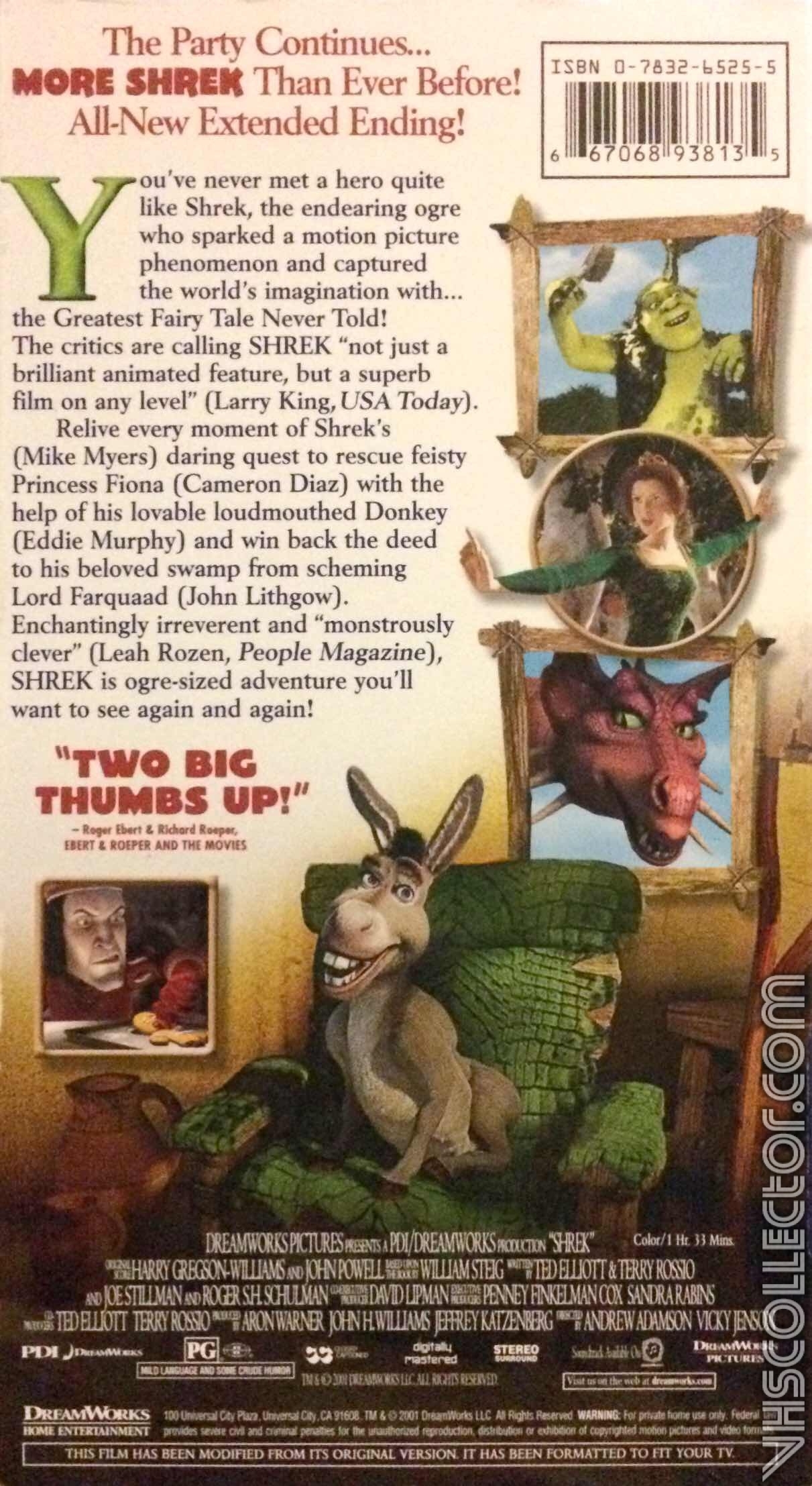 Shrek DVS VHSCollector Shrek DVS VHSCollector